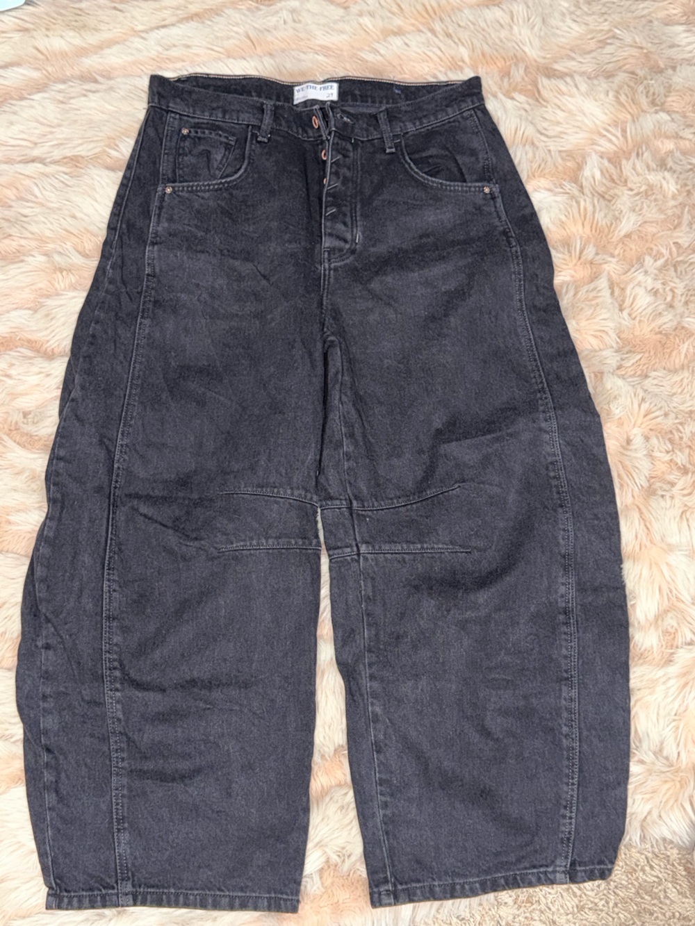 Free People Barrel Black Jeans